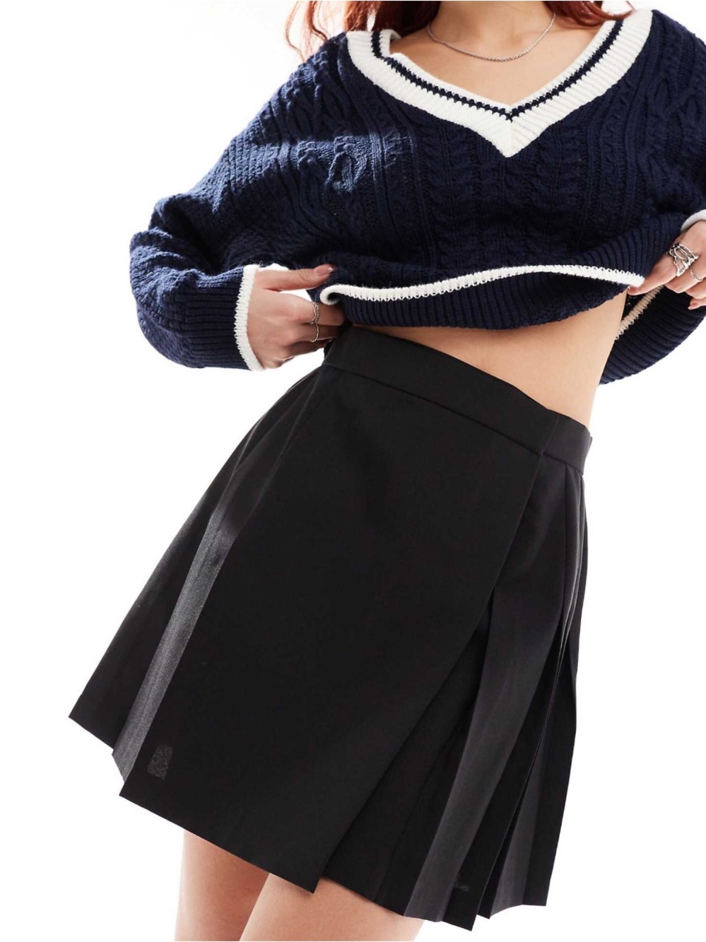 NWOT Black Pleated Mini Skirt